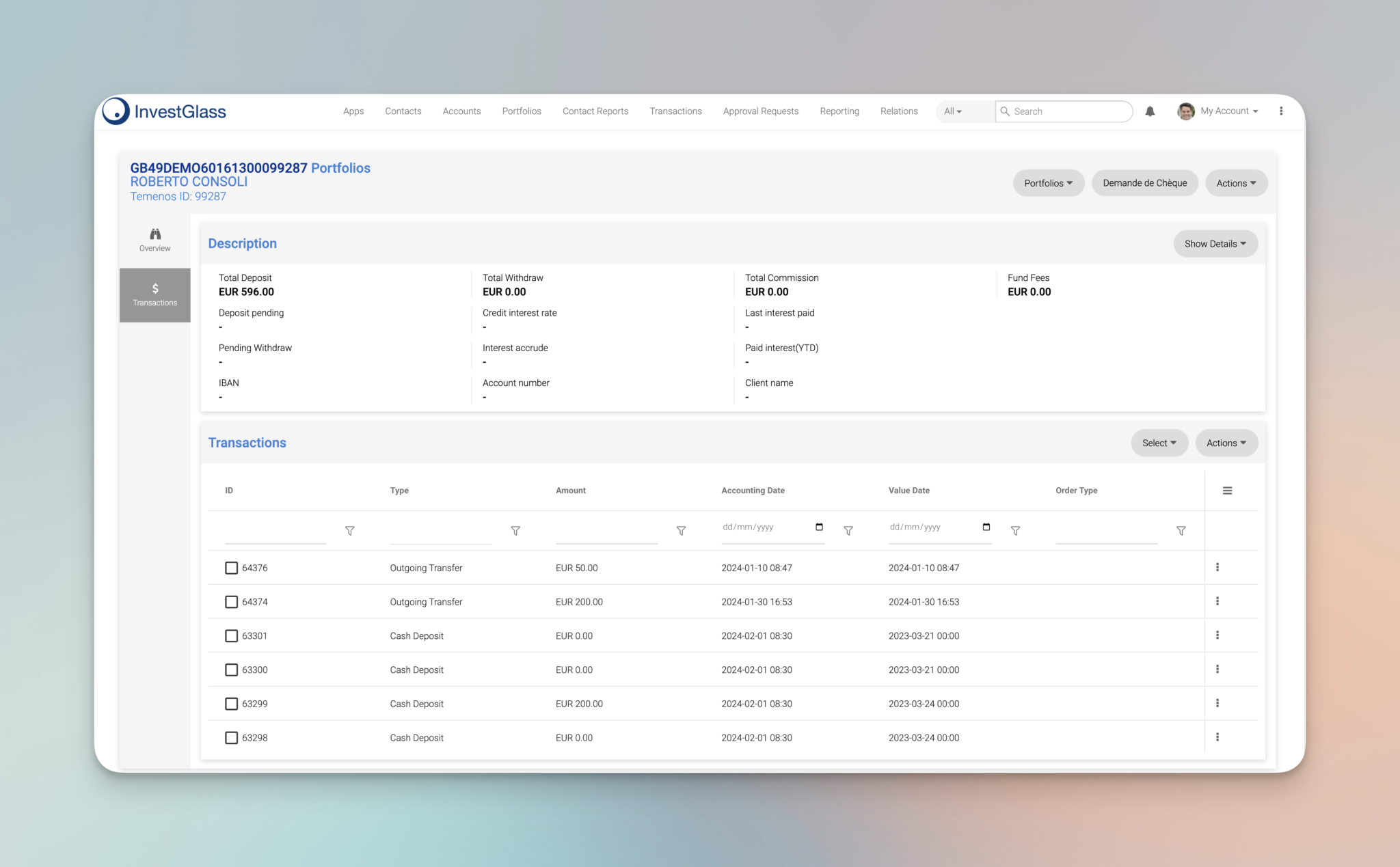 InvestGlass for transaction monitoring