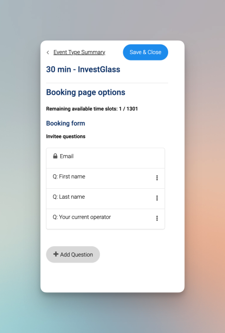 InvestGlass Question Option