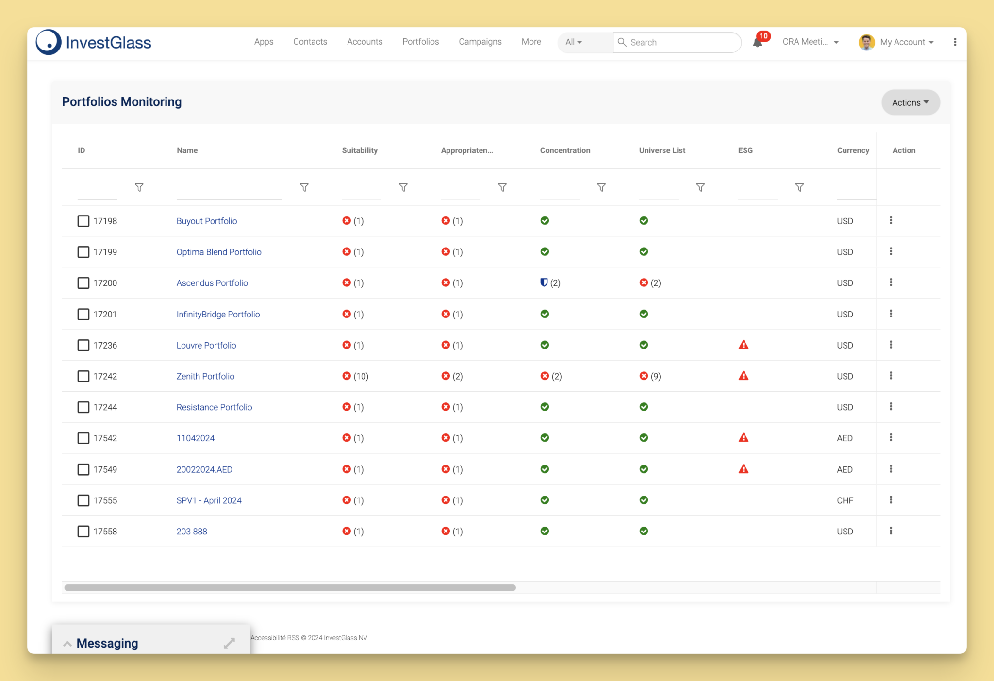 InvestGlass Portfolio Monitoring